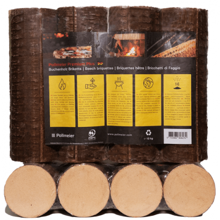 Runde Buche Brikettspallet 96 Packungen x 10 kg (960 kg)