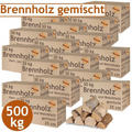 Kaminholz &amp; Brennholz gemischt – 500 kg | 60 % Hartholz / 40 % Weichholz | Kammergetrocknet